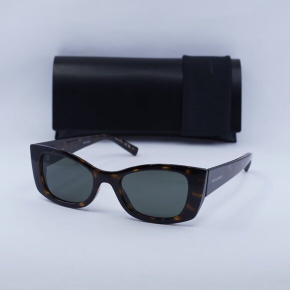 Saint Laurent SL593 002 Sunglasses Havana Cat Eye Frame, Grey Lenses - Picture 11 of 11